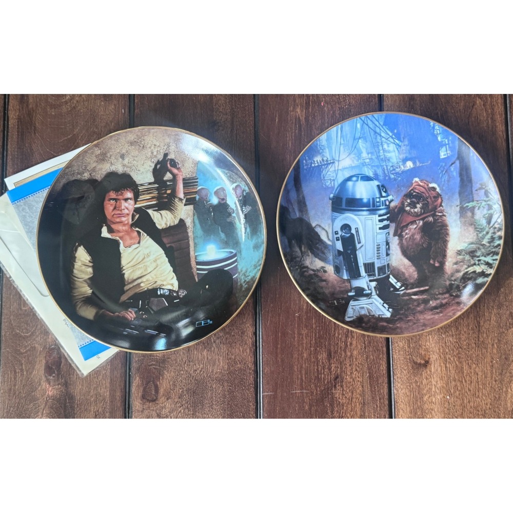 Star Wars Hamilton Collection Plates Han Solo R2-D2 Wicket Vintage 1986 1987 Set